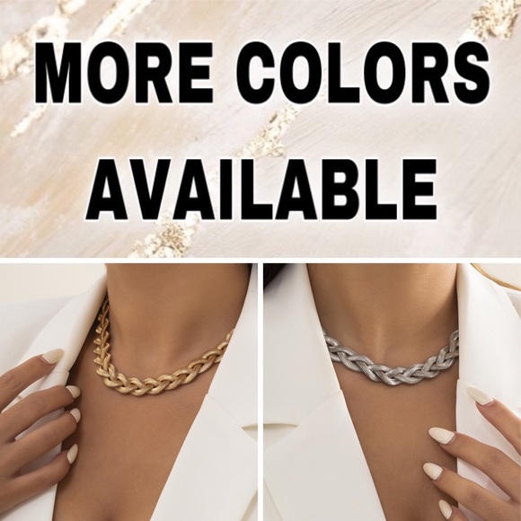 ⚜️[𝟯𝟬%𝗢𝗙𝗙|𝗯𝘂𝗻𝗱𝗹𝗲𝘀 𝟯+]⚜️Silver Braided Snake Chain Flat Choker NEW - Picture 8 of 9